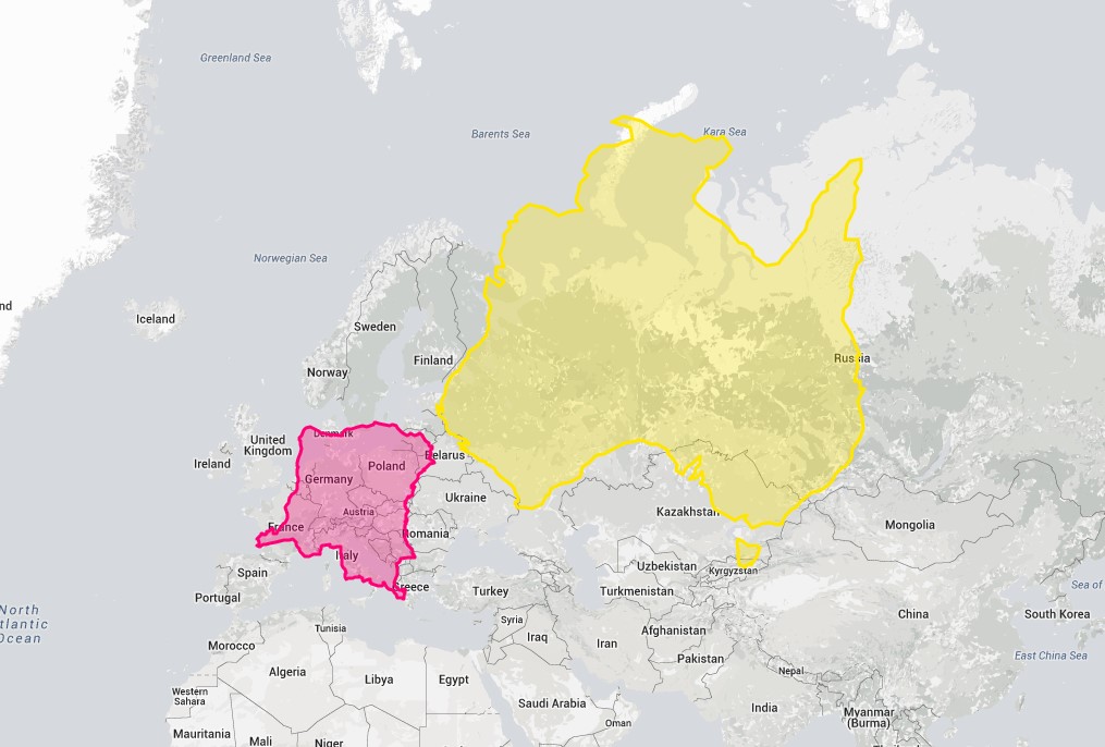Карта реальных размеров стран онлайн